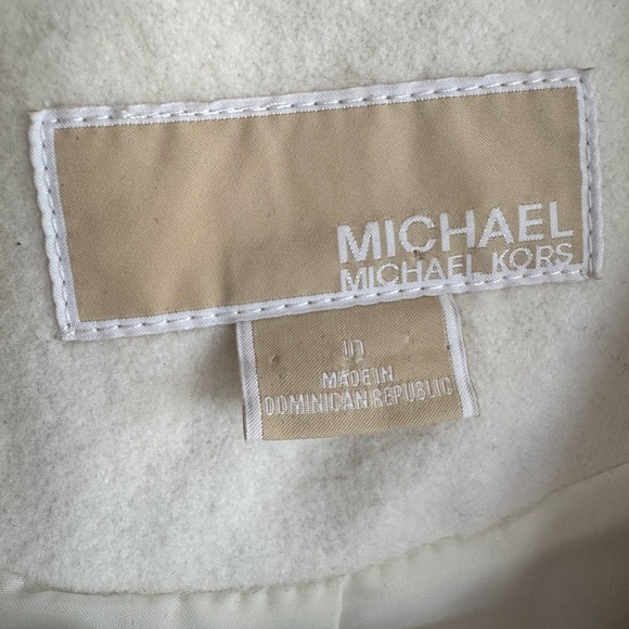 Michael Kors Wool Blend Cream Coat Women’s Size 10 Fall Winter Neutral - Picture 6 of 9